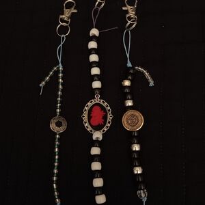 Handmade Beaded Keychains - Black and White